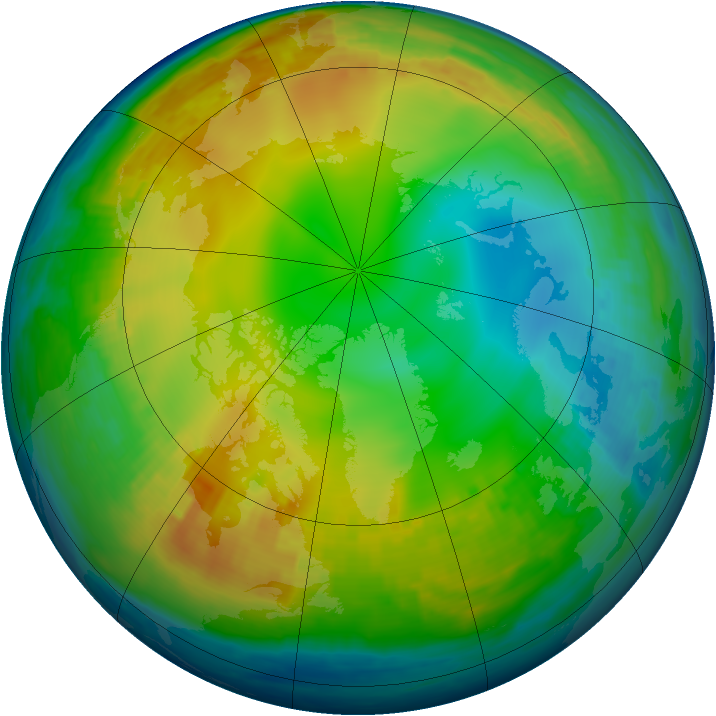 Arctic ozone map for 06 December 2000